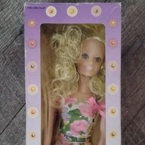 Glamorous Blonde Doll with Floral Outfit